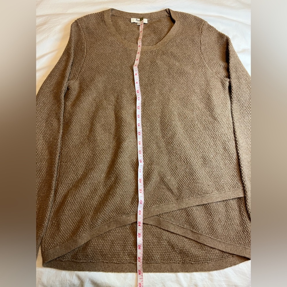 Madewell Brown Crossover Waffle Knit Crewneck Woven Sweater Women’s Size Medium - Picture 9 of 11